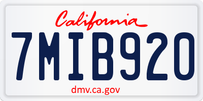 CA license plate 7MIB920