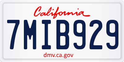 CA license plate 7MIB929