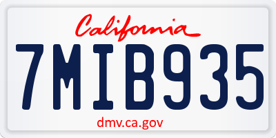 CA license plate 7MIB935