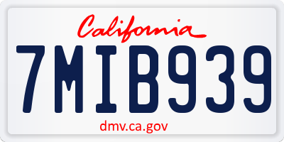 CA license plate 7MIB939