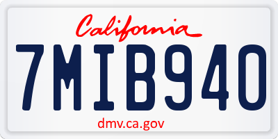CA license plate 7MIB940