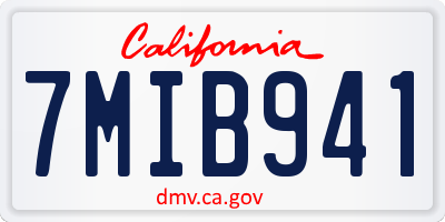 CA license plate 7MIB941