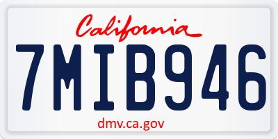 CA license plate 7MIB946