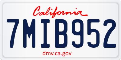 CA license plate 7MIB952
