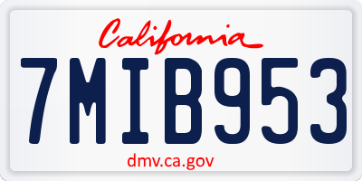 CA license plate 7MIB953