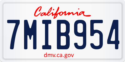 CA license plate 7MIB954