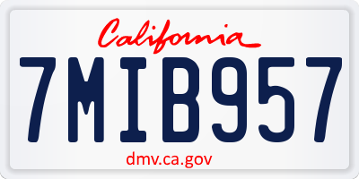 CA license plate 7MIB957