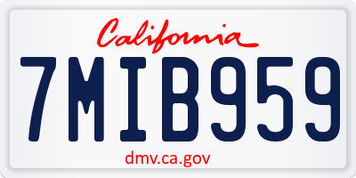 CA license plate 7MIB959