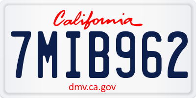 CA license plate 7MIB962