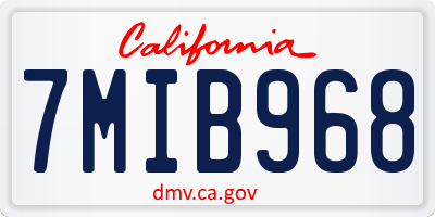 CA license plate 7MIB968