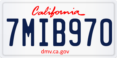 CA license plate 7MIB970