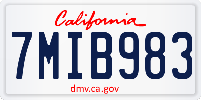 CA license plate 7MIB983