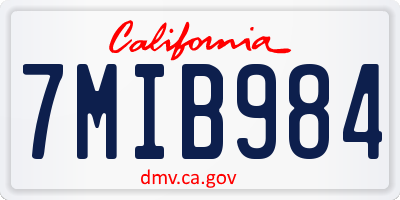 CA license plate 7MIB984