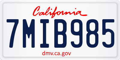 CA license plate 7MIB985