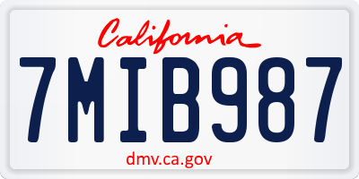 CA license plate 7MIB987