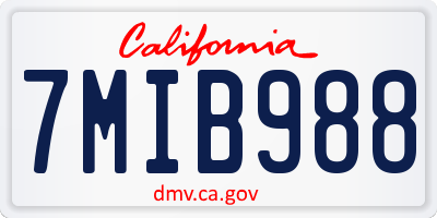 CA license plate 7MIB988