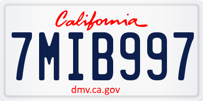 CA license plate 7MIB997