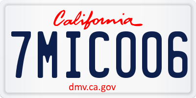 CA license plate 7MIC006
