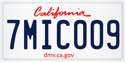 CA license plate 7MIC009