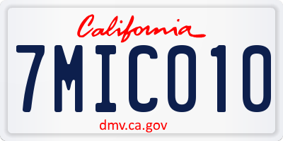 CA license plate 7MIC010