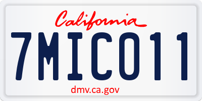 CA license plate 7MIC011