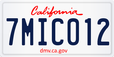 CA license plate 7MIC012