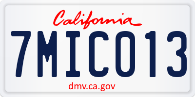 CA license plate 7MIC013