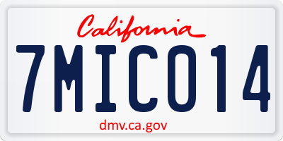 CA license plate 7MIC014