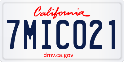 CA license plate 7MIC021