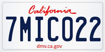 CA license plate 7MIC022