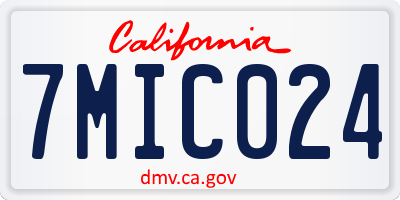 CA license plate 7MIC024