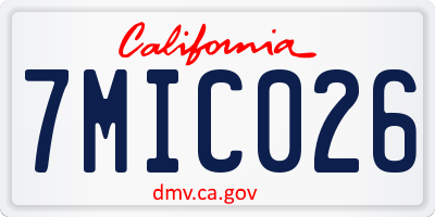 CA license plate 7MIC026