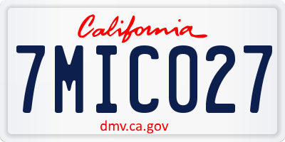 CA license plate 7MIC027