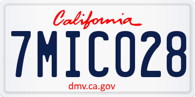 CA license plate 7MIC028