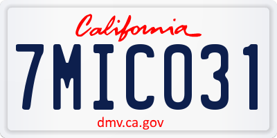 CA license plate 7MIC031
