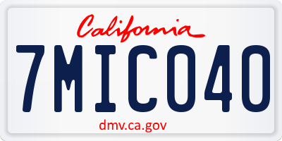 CA license plate 7MIC040