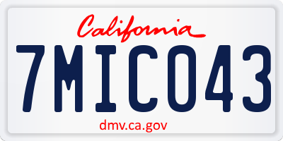 CA license plate 7MIC043