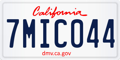 CA license plate 7MIC044