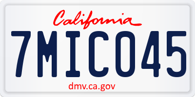 CA license plate 7MIC045