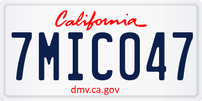 CA license plate 7MIC047