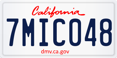 CA license plate 7MIC048