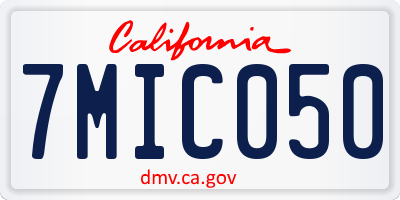 CA license plate 7MIC050