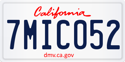 CA license plate 7MIC052