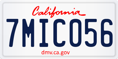 CA license plate 7MIC056