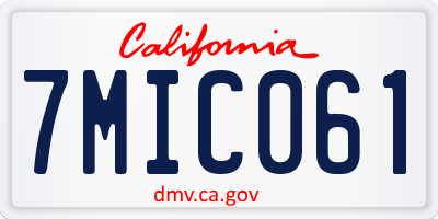 CA license plate 7MIC061