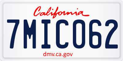 CA license plate 7MIC062
