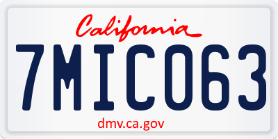 CA license plate 7MIC063
