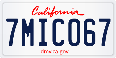 CA license plate 7MIC067
