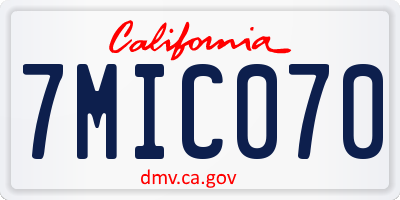 CA license plate 7MIC070