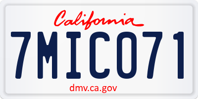 CA license plate 7MIC071